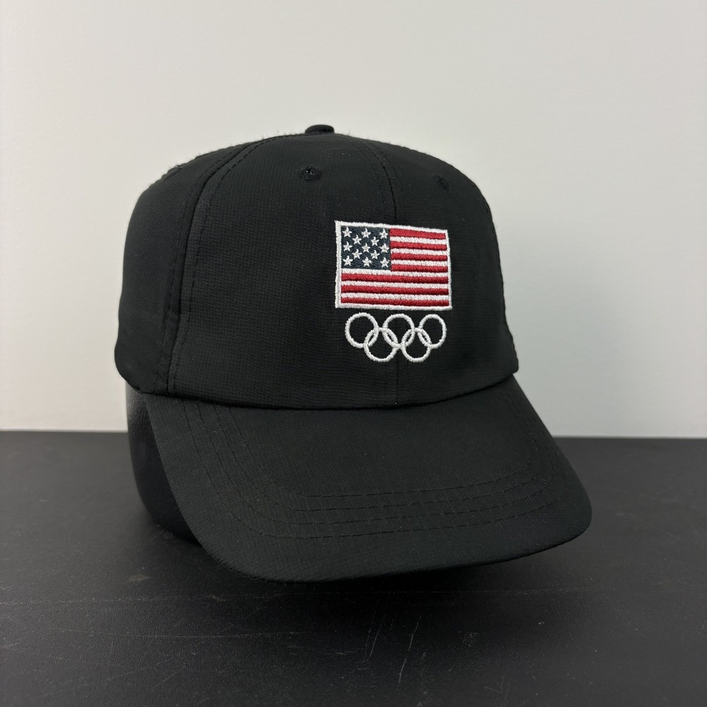United States Of America Olympic Games Promo Hat USA Flag Black Adjustable Cap